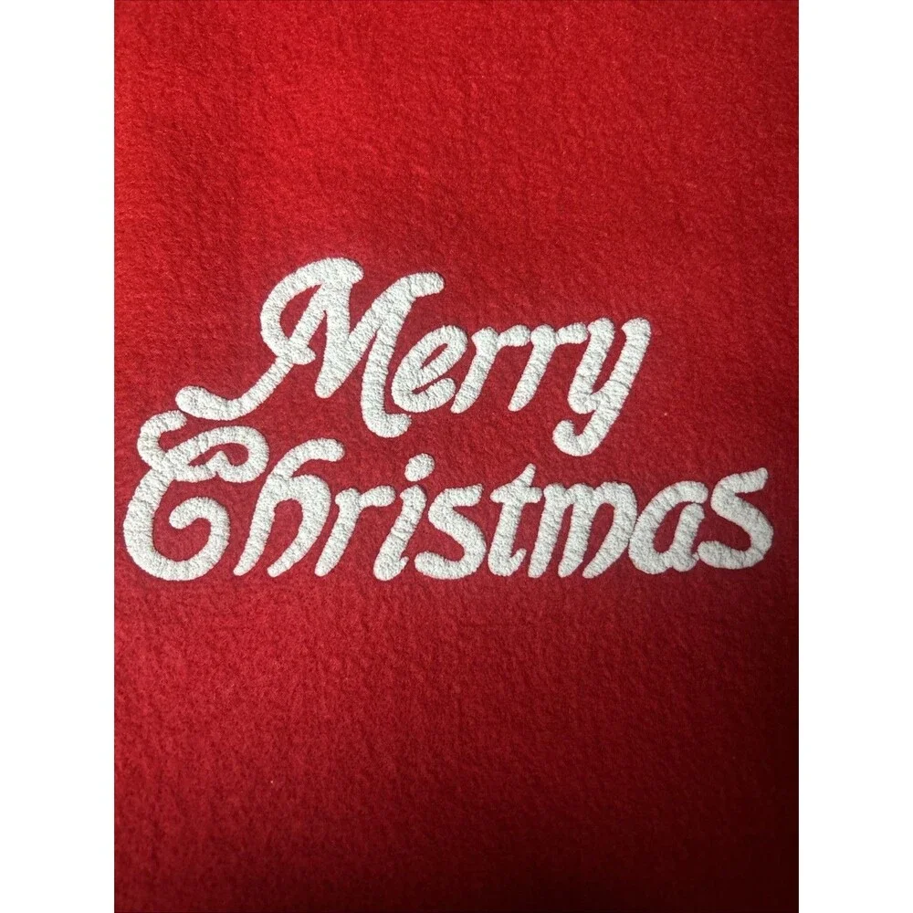 Vintage Red Felt Christmas Stocking Merry Christmas Spell Out in White 18